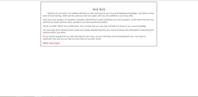 JavaQuiz Homepage